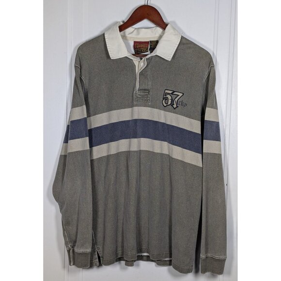 Vintage Lucky Brand Rugby Shirt Mens XXL 2XL Long Sleeve Polo 90s Y2K VTG Stripe - Picture 1 of 3